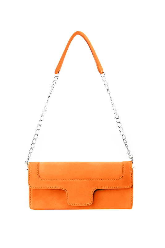 Dress clutch for wedding and parties in apricot orange leather - Top view